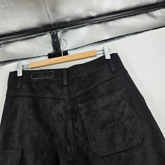 Rag & Bone Nora Cargo Pants Black Faux Suede High Waist Straight Leg Size 27 - Picture 7 of 8